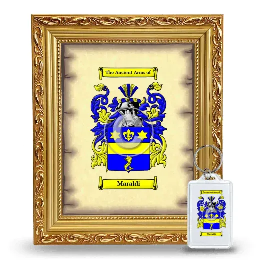 Maraldi Framed Coat of Arms and Keychain - Gold