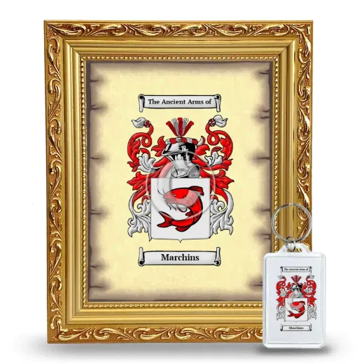 Marchins Framed Coat of Arms and Keychain - Gold