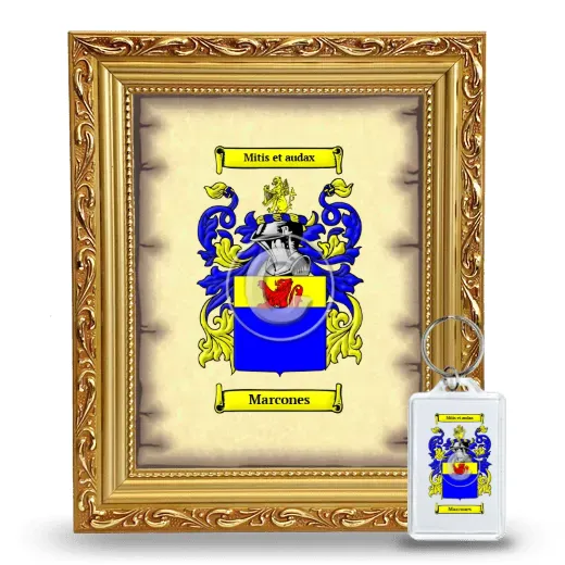 Marcones Framed Coat of Arms and Keychain - Gold
