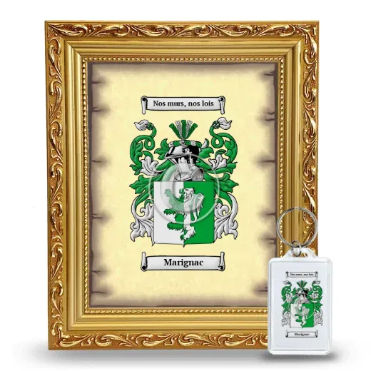 Marignac Framed Coat of Arms and Keychain - Gold