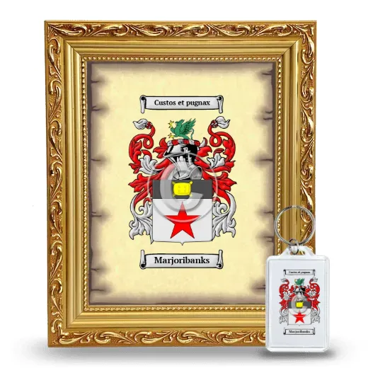Marjoribanks Framed Coat of Arms and Keychain - Gold