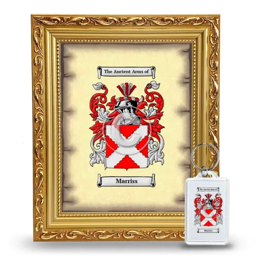 Marriss Framed Coat of Arms and Keychain - Gold