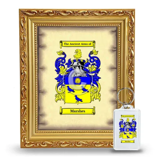 Marshes Framed Coat of Arms and Keychain - Gold