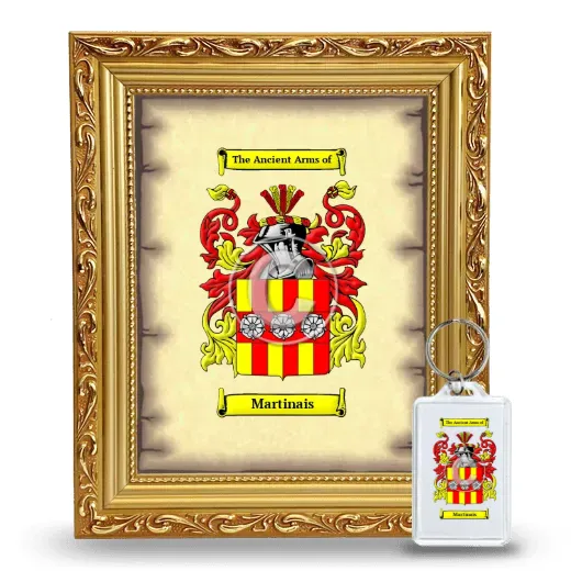 Martinais Framed Coat of Arms and Keychain - Gold
