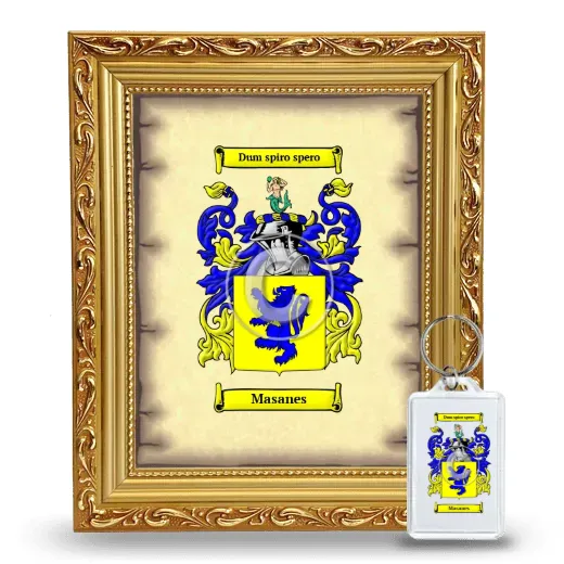 Masanes Framed Coat of Arms and Keychain - Gold