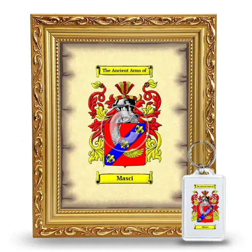Masci Framed Coat of Arms and Keychain - Gold