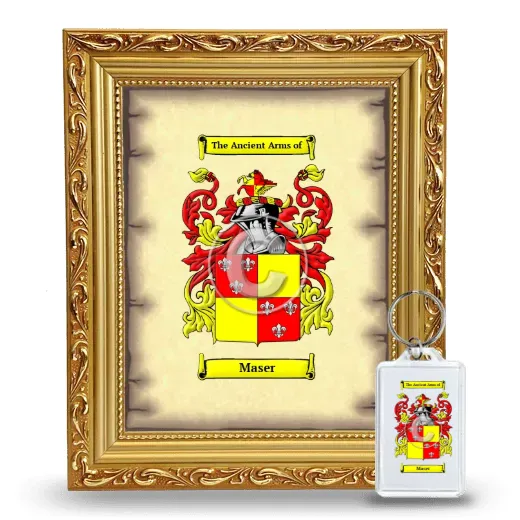 Maser Framed Coat of Arms and Keychain - Gold