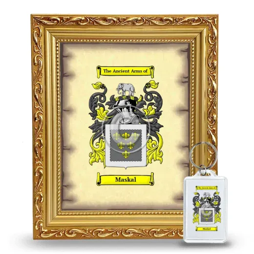 Maskal Framed Coat of Arms and Keychain - Gold
