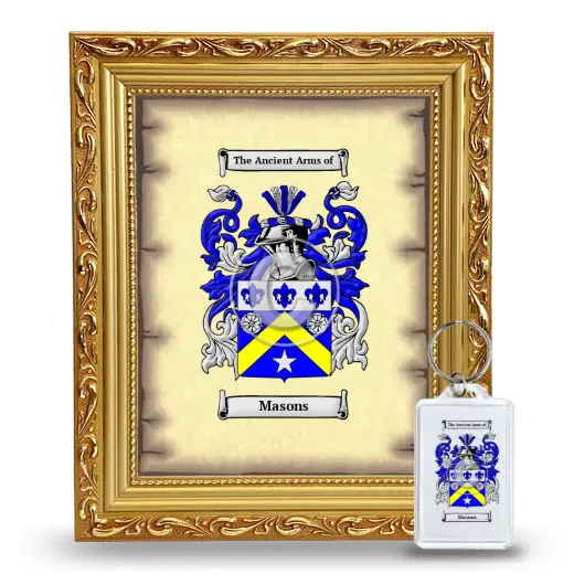 Masons Framed Coat of Arms and Keychain - Gold