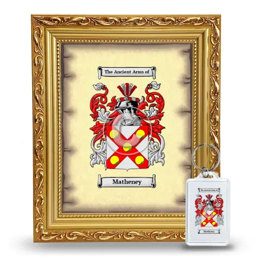 Matheney Framed Coat of Arms and Keychain - Gold