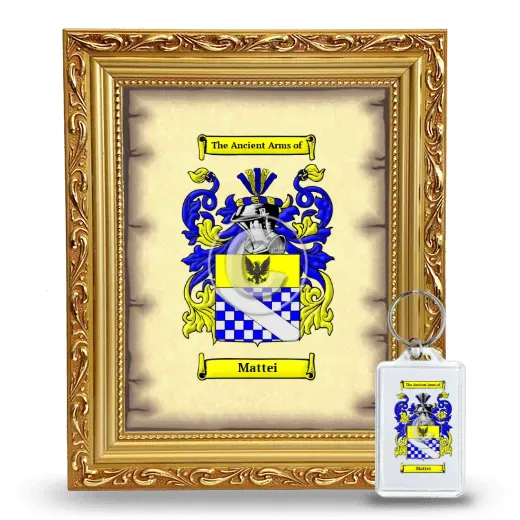 Mattei Framed Coat of Arms and Keychain - Gold