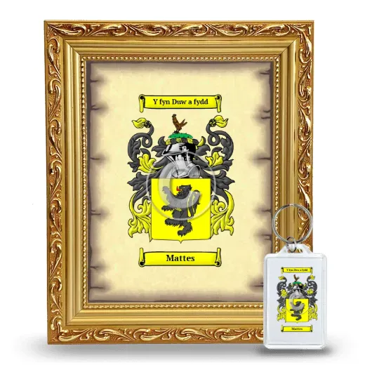 Mattes Framed Coat of Arms and Keychain - Gold