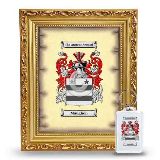 Maughon Framed Coat of Arms and Keychain - Gold