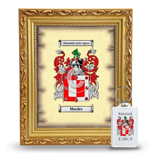 Maules Framed Coat of Arms and Keychain - Gold