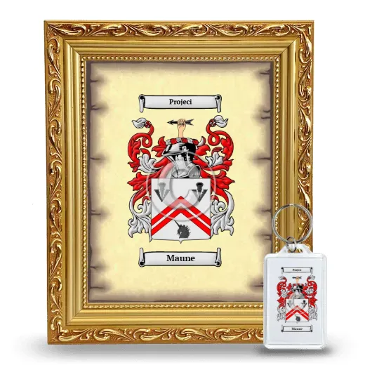 Maune Framed Coat of Arms and Keychain - Gold