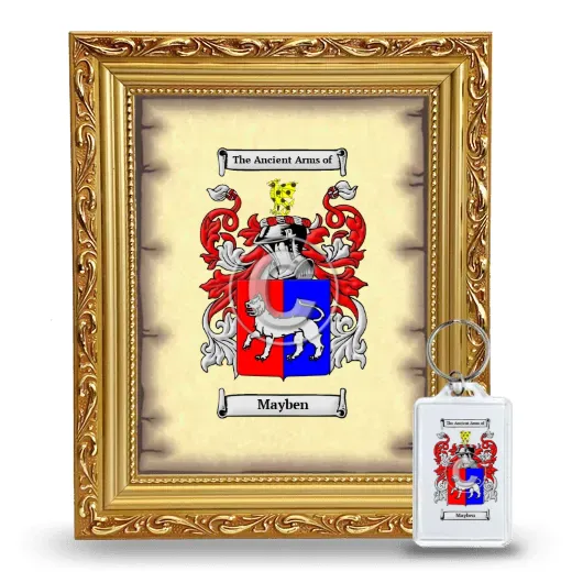 Mayben Framed Coat of Arms and Keychain - Gold