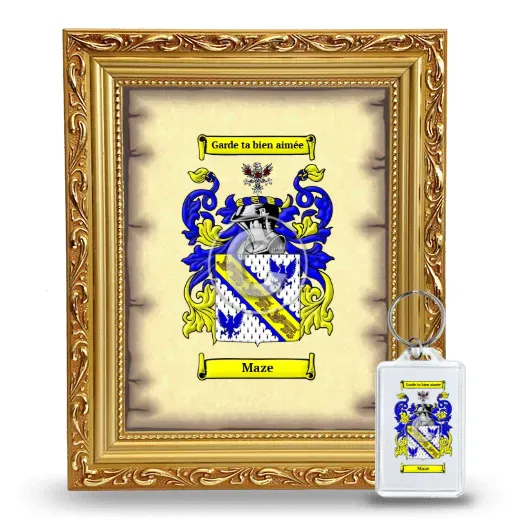 Maze Framed Coat of Arms and Keychain - Gold