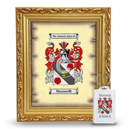 Mazzarelli Framed Coat of Arms and Keychain - Gold