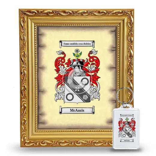 McAmis Framed Coat of Arms and Keychain - Gold