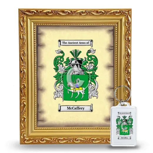 McCaffery Framed Coat of Arms and Keychain - Gold