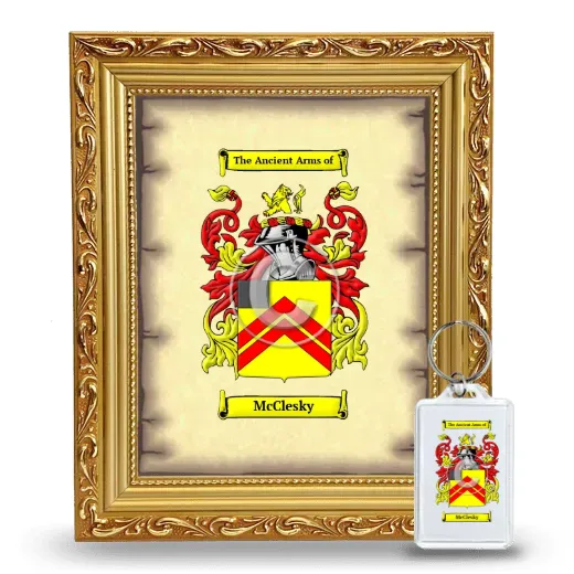 McClesky Framed Coat of Arms and Keychain - Gold