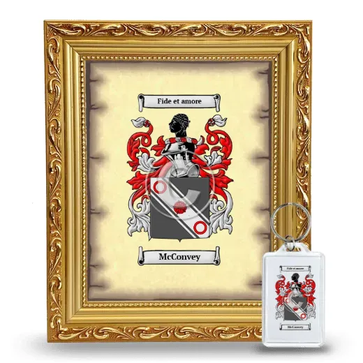 McConvey Framed Coat of Arms and Keychain - Gold