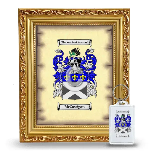 McCostigan Framed Coat of Arms and Keychain - Gold