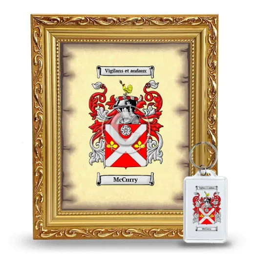 McCurry Framed Coat of Arms and Keychain - Gold