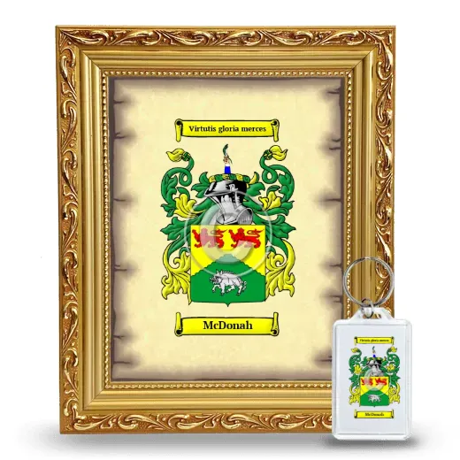 McDonah Framed Coat of Arms and Keychain - Gold