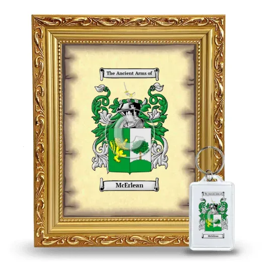 McErlean Framed Coat of Arms and Keychain - Gold