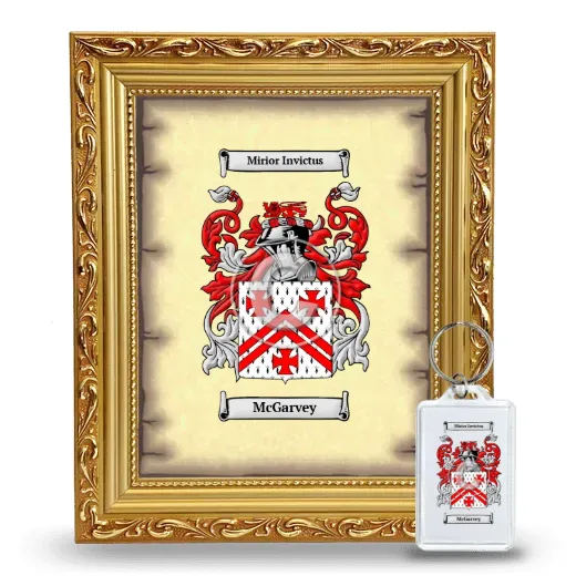 McGarvey Framed Coat of Arms and Keychain - Gold