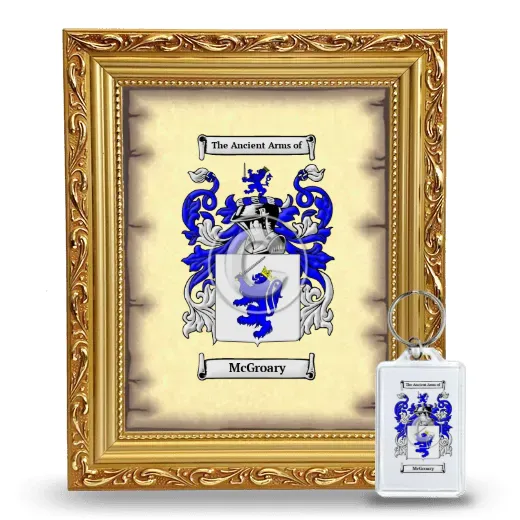 McGroary Framed Coat of Arms and Keychain - Gold