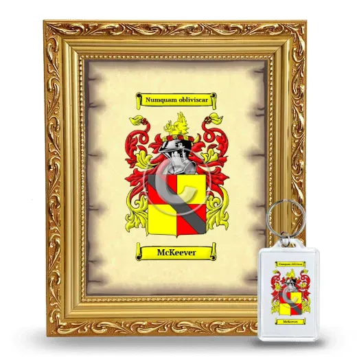 McKeever Framed Coat of Arms and Keychain - Gold