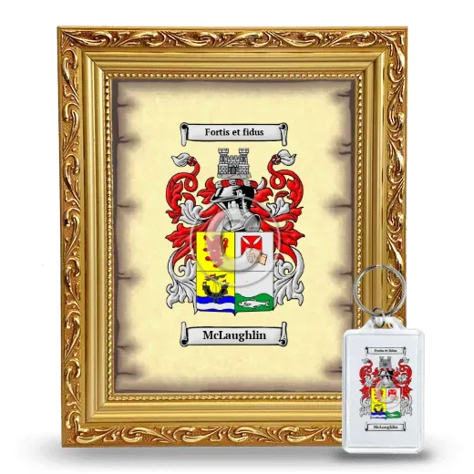 McLaughlin Framed Coat of Arms and Keychain - Gold