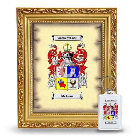 McLean Framed Coat of Arms and Keychain - Gold