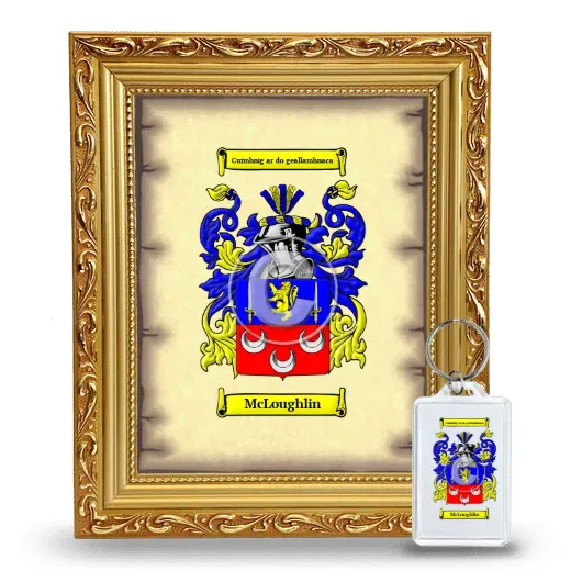 McLoughlin Framed Coat of Arms and Keychain - Gold