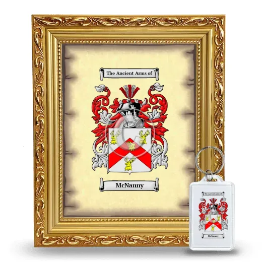 McNanny Framed Coat of Arms and Keychain - Gold