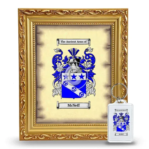 McNeff Framed Coat of Arms and Keychain - Gold