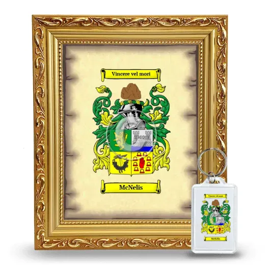 McNelis Framed Coat of Arms and Keychain - Gold