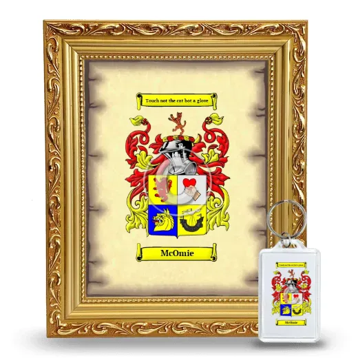 McOmie Framed Coat of Arms and Keychain - Gold