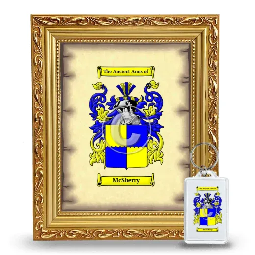 McSherry Framed Coat of Arms and Keychain - Gold