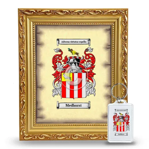 Medhurst Framed Coat of Arms and Keychain - Gold