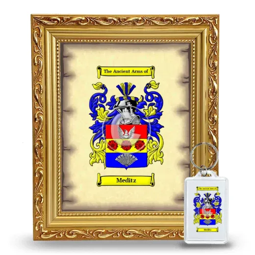 Meditz Framed Coat of Arms and Keychain - Gold