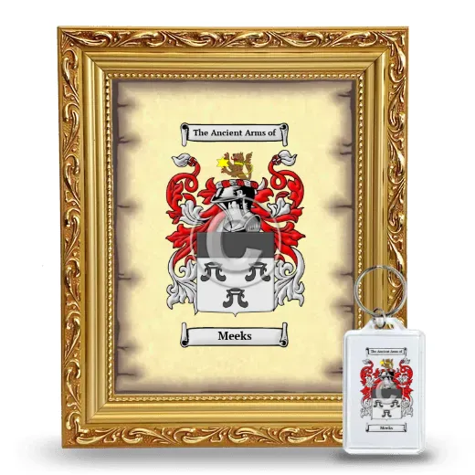 Meeks Framed Coat of Arms and Keychain - Gold