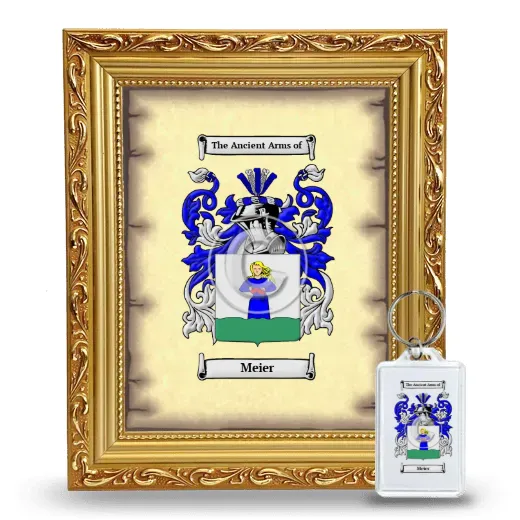 Meier Framed Coat of Arms and Keychain - Gold