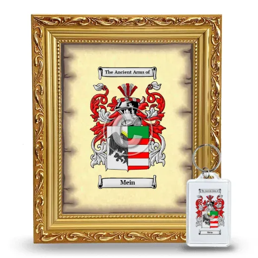 Mein Framed Coat of Arms and Keychain - Gold