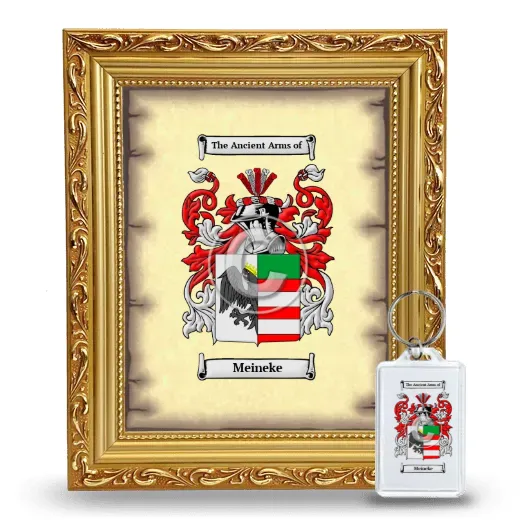 Meineke Framed Coat of Arms and Keychain - Gold