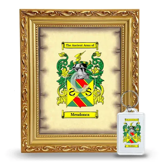 Mendonca Framed Coat of Arms and Keychain - Gold