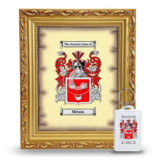 Menon Framed Coat of Arms and Keychain - Gold