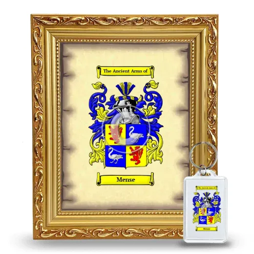 Mense Framed Coat of Arms and Keychain - Gold